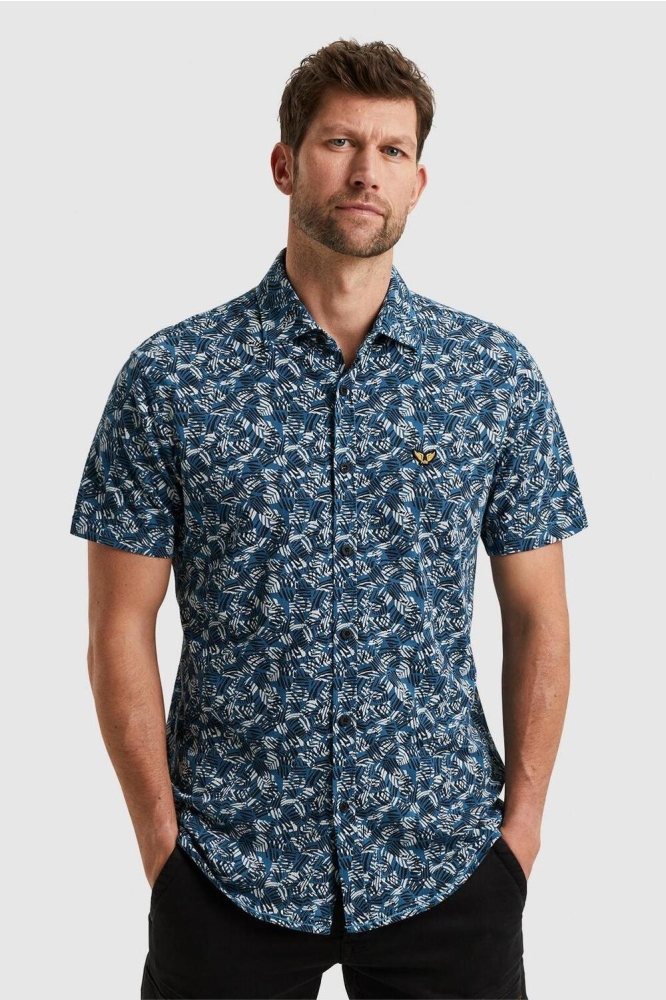 PME legend blauwe heren overhemd | Model vooraanzicht