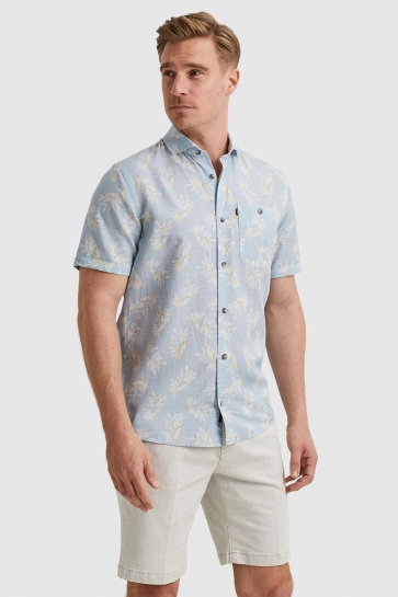 Vanguard short sleeve shirt printed tencel Blauw
