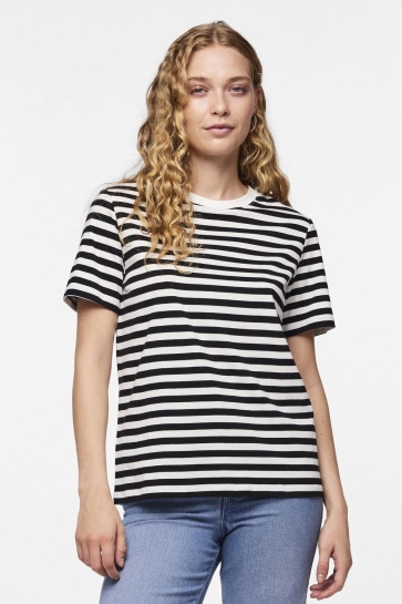 Pieces PCRIA SS TEE STRIPES NOOS BC 17146339 BLACK/BRIGHT WHITE