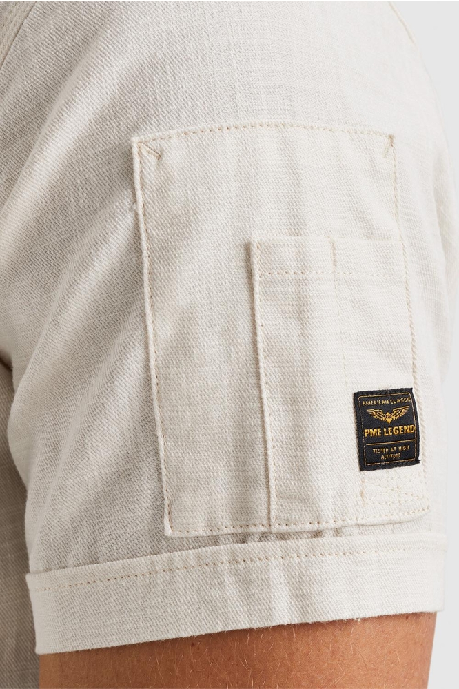 PME legend beige heren overhemd | Close up