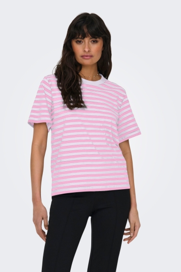 Only onllivina s/s stripe tee jrs noos Roze