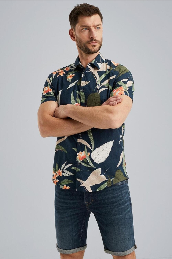 PME legend blauwe heren overhemd | Model vooraanzicht