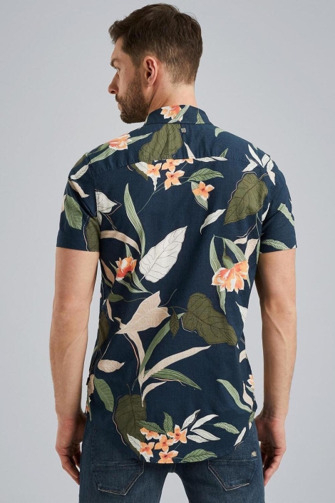 PME legend blauwe heren overhemd | Model achteraanzicht