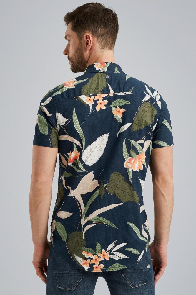 PME legend blauwe heren overhemd | Model achteraanzicht