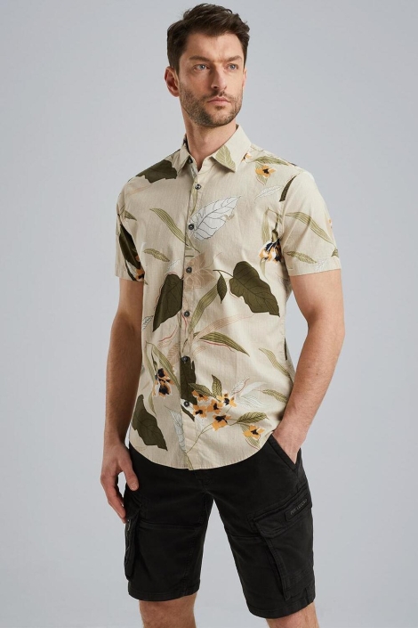 PME legend beige heren overhemd | Model vooraanzicht