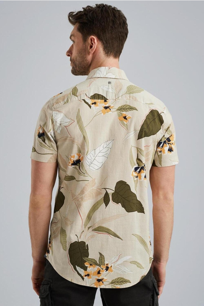 PME legend beige heren overhemd | Model achteraanzicht