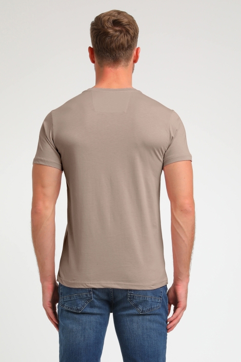 Gabbiano taupe heren t-shirt | Model achteraanzicht
