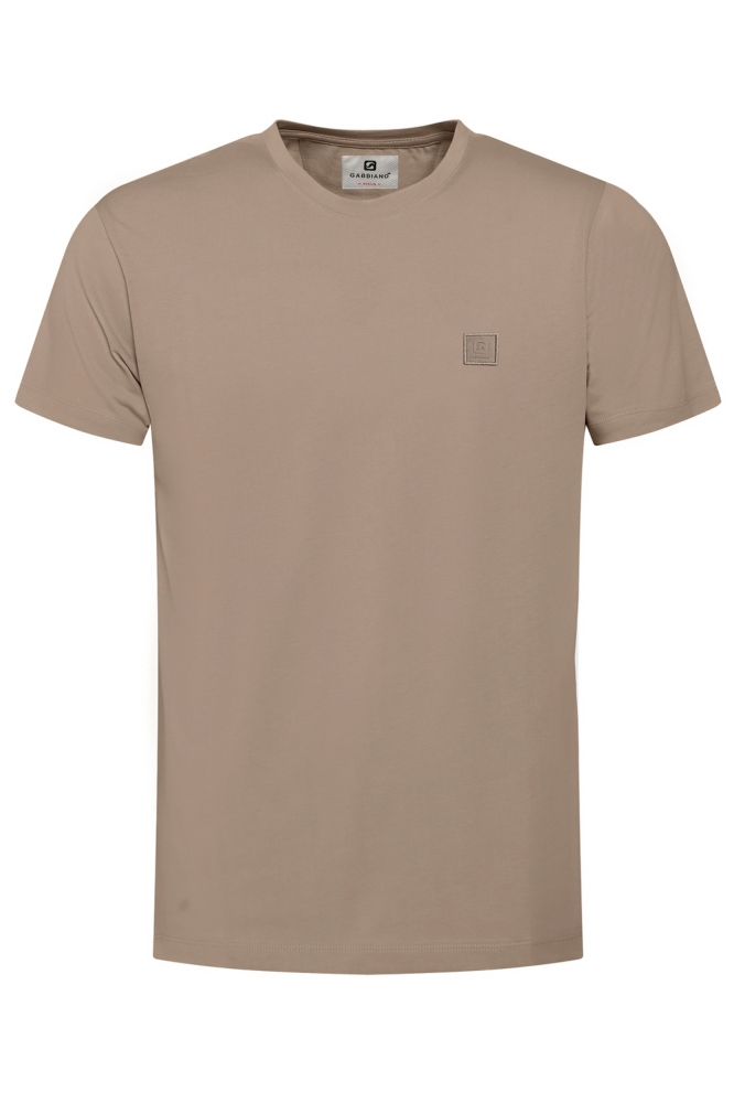 Gabbiano taupe heren t-shirt | Vooraanzicht