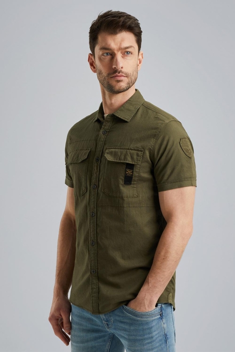 PME legend groene heren overhemd | Model zijaanzicht