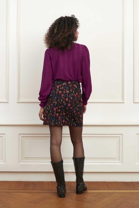 Lofty Manner paarse dames t-shirt | Model achteraanzicht