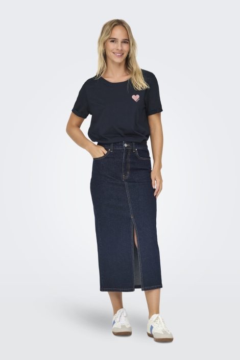 Only blauwe dames t-shirt | Model