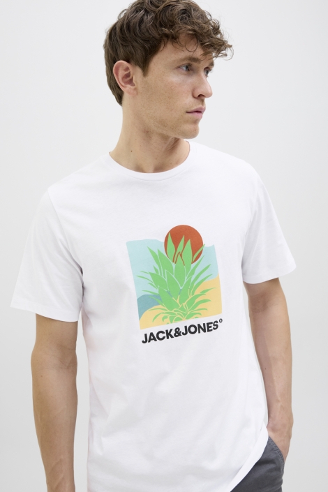 Jack & Jones witte heren t-shirt | Close up