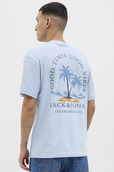 Jack & Jones blauwe heren t-shirt | Model achteraanzicht