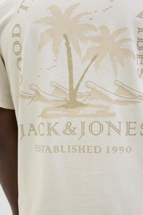 Jack & Jones beige heren t-shirt | Close up
