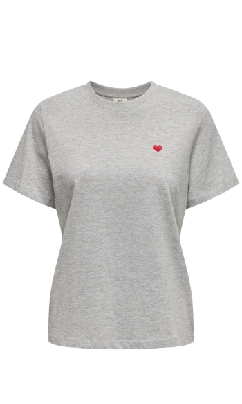 JDYPISA S/S PRINT TOP JRS NOOS 15298612 LIGHT GREY MELANGE/BITTERSWEET HEART