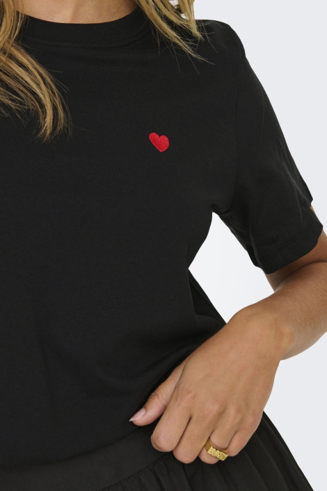 Jacqueline de Yong zwarte dames t-shirt | Vooraanzicht