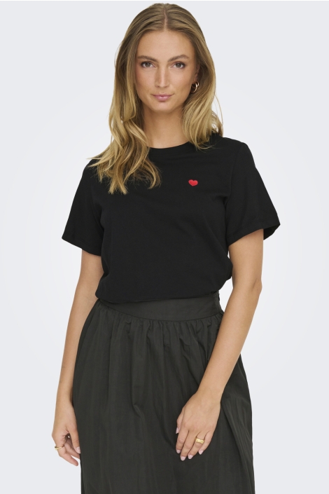 Jacqueline de Yong zwarte dames t-shirt | Model vooraanzicht