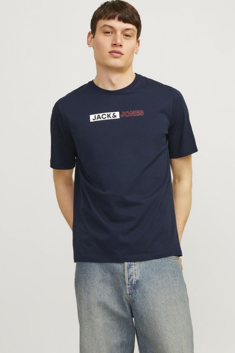 Jack & Jones blauwe heren t-shirt | Model vooraanzicht