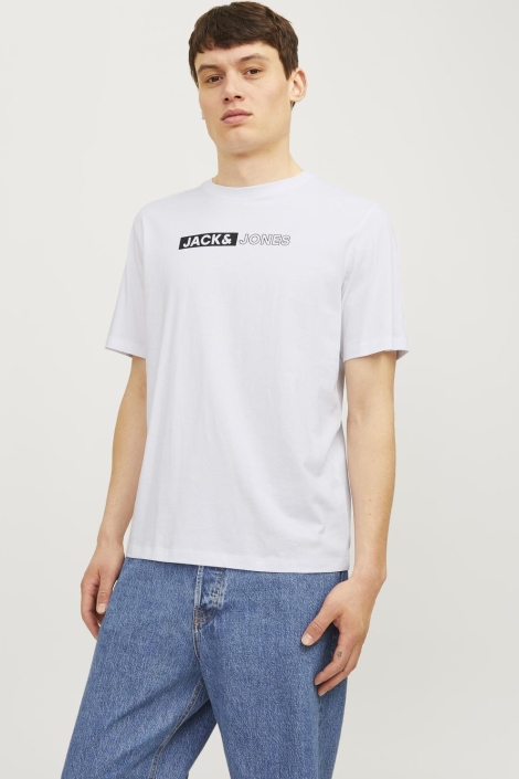 Jack & Jones witte heren t-shirt | Model vooraanzicht