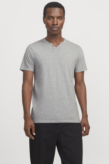 Jack & Jones jjesplit neck tee ss noos Grijs