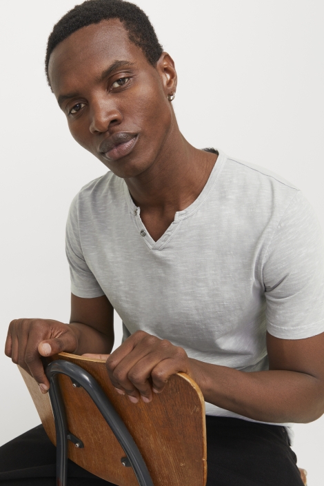 Jack & Jones grijze heren t-shirt | Close up