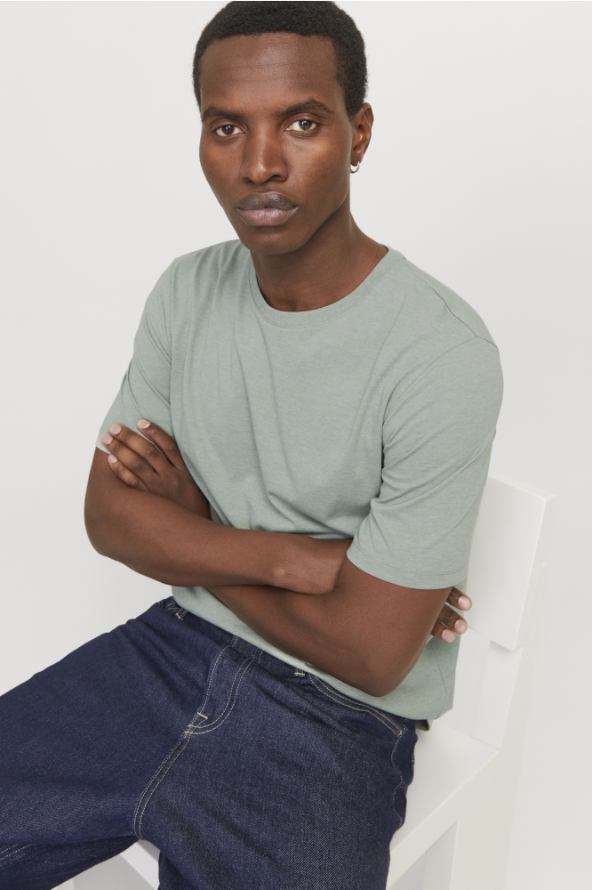 Jack & Jones groene heren t-shirt | Model vooraanzicht