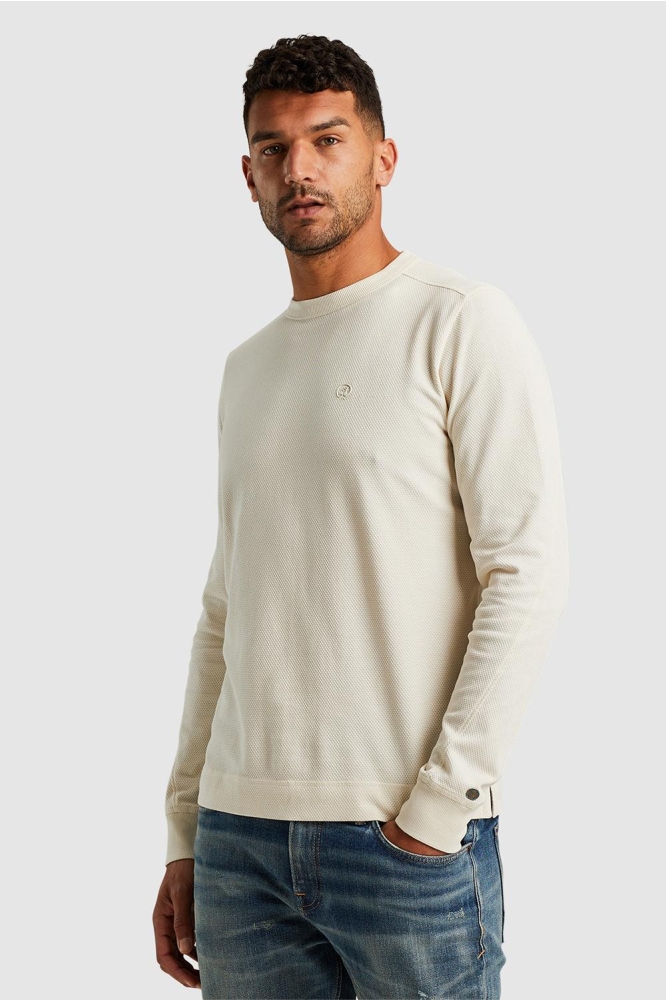 Cast Iron beige heren t-shirt | Model vooraanzicht