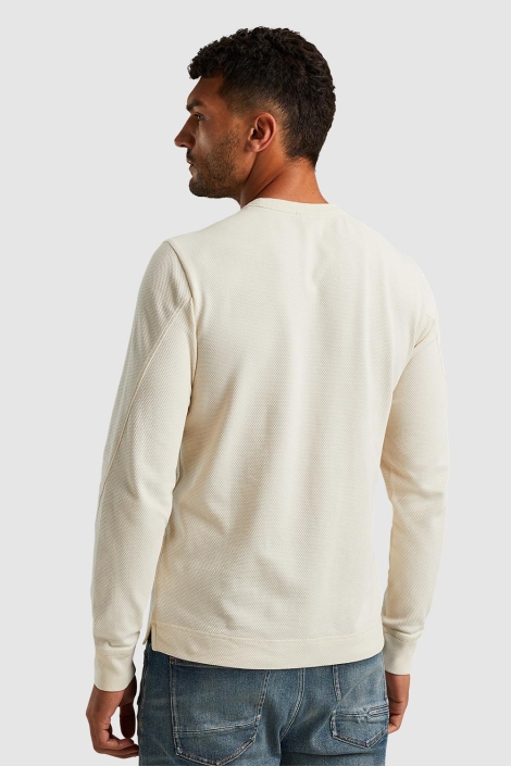 Cast Iron beige heren t-shirt | Model achteraanzicht