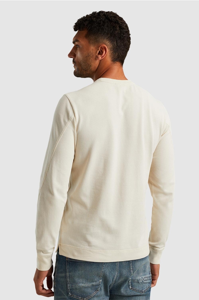 Cast Iron beige heren t-shirt | Model achteraanzicht