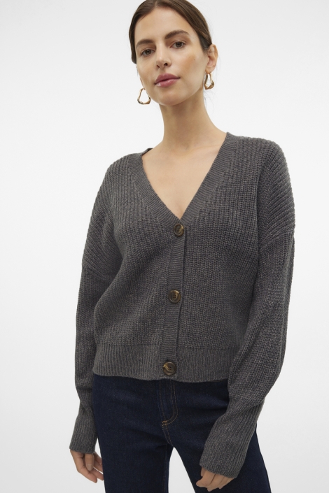 Vero Moda grijze dames vest | Model vooraanzicht