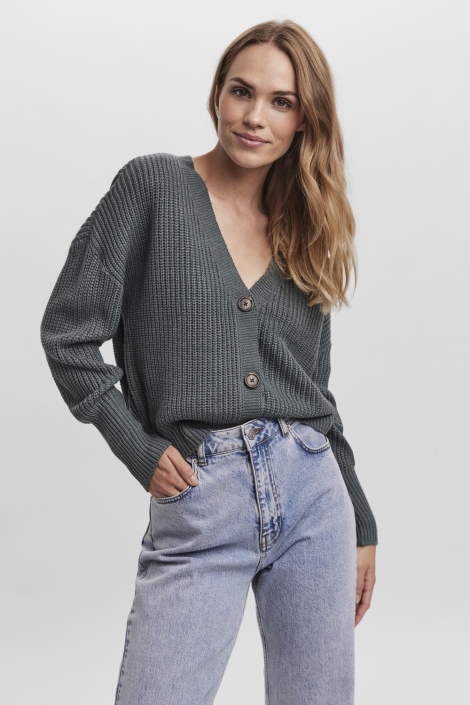 Vero Moda groene dames vest | Model vooraanzicht