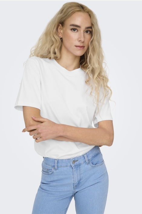 Only witte dames t-shirt | Model vooraanzicht