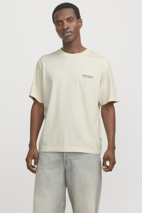 Jack & Jones beige heren t-shirt | Model vooraanzicht