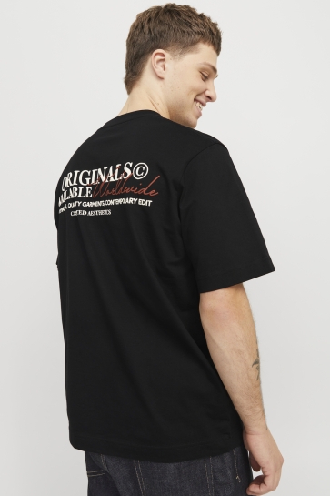 Jack & Jones jorislington type tee ss crew neck Zwart