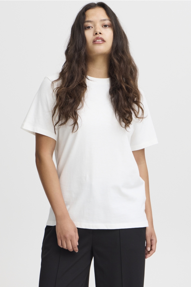 Ichi witte dames t-shirt | Model vooraanzicht