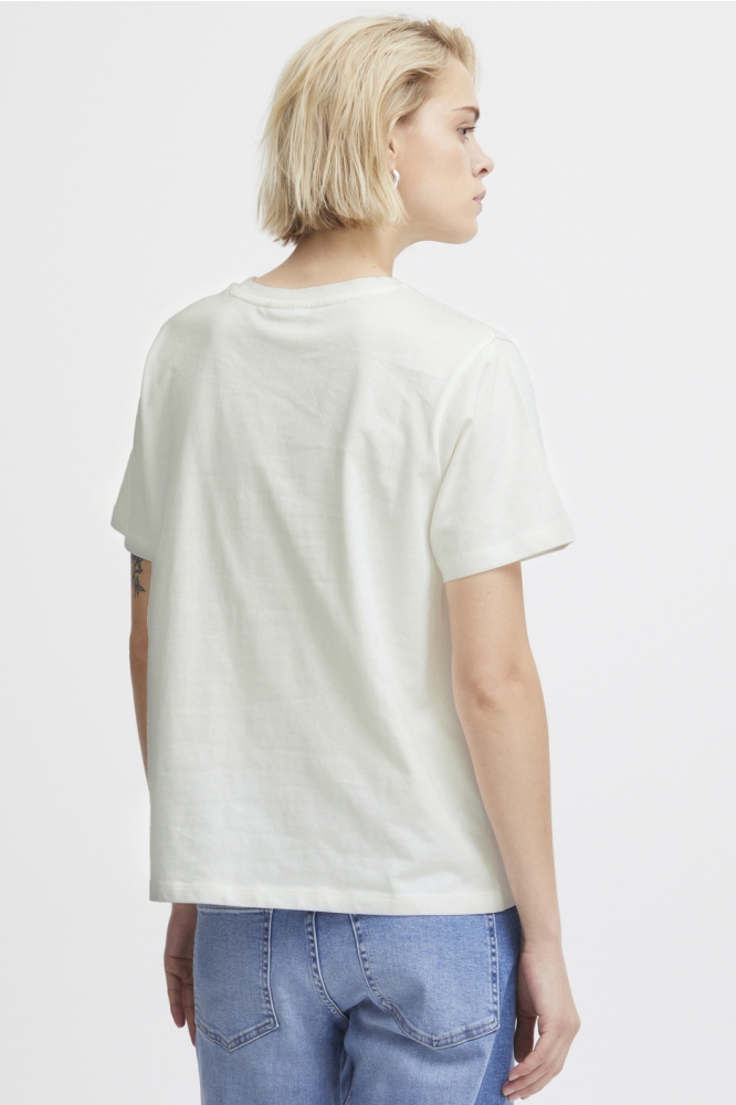 Ichi witte dames t-shirt | Model achteraanzicht