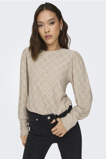 Jacqueline de Yong T-shirt JDYCATHINKA L/S BELLSLEEVE TOP JRS 15320573 CEMENT