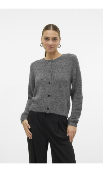 VMNOVAH LS O-NECK BUTTON CARDI GA N 10320496 MEDIUM GRAY MELANGE