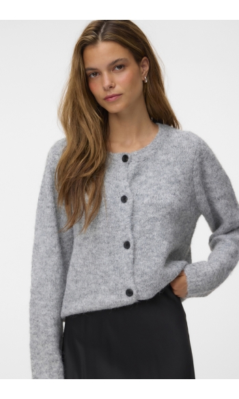 VMNOVAH LS O-NECK BUTTON CARDI GA N 10320496 MEDIUM GREY MELANGE