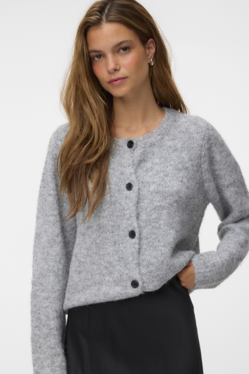 Vero Moda vmnovah ls o-neck button cardi ga n Grijs