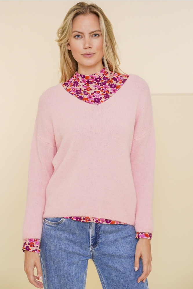 Geisha roze dames t-shirt | Model vooraanzicht