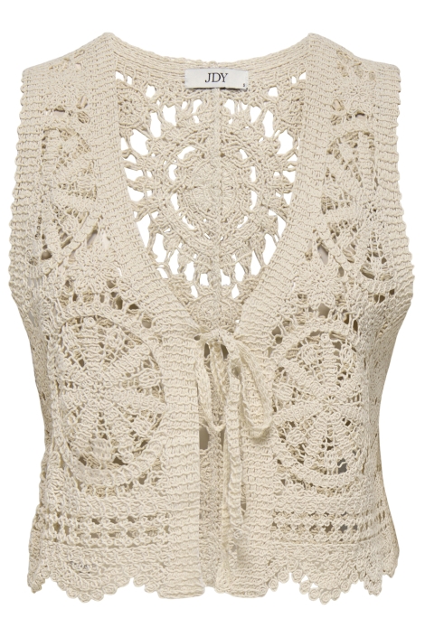 Jacqueline de Yong beige dames gilet | Vooraanzicht