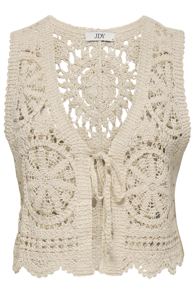 Jacqueline de Yong beige dames gilet | Vooraanzicht