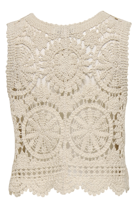 Jacqueline de Yong beige dames gilet | Achteraanzicht