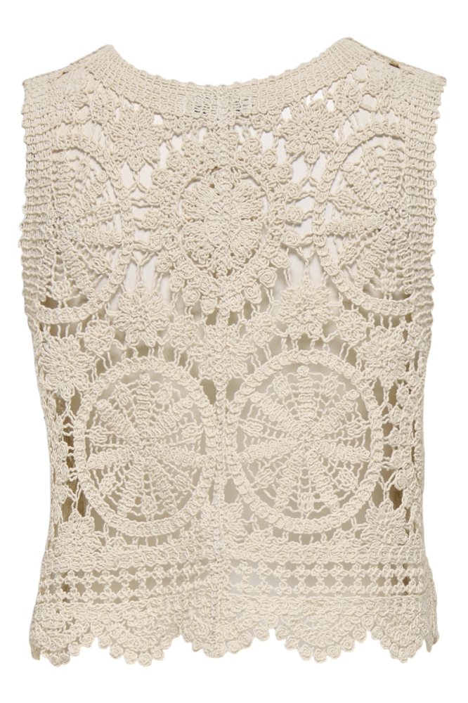 Jacqueline de Yong beige dames gilet | Achteraanzicht