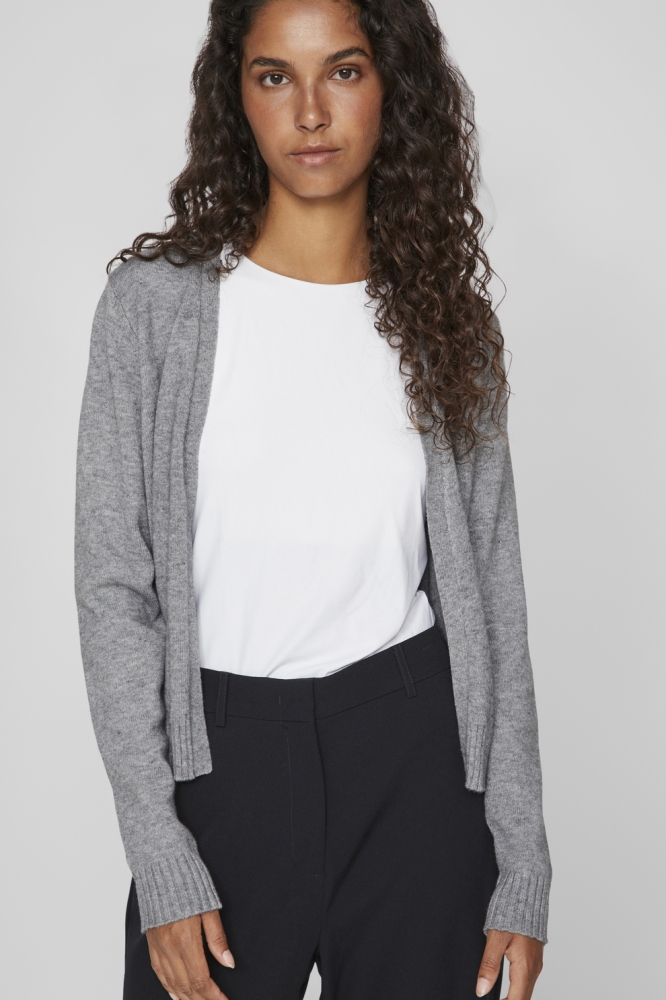 Vila grijze dames vest | Model vooraanzicht