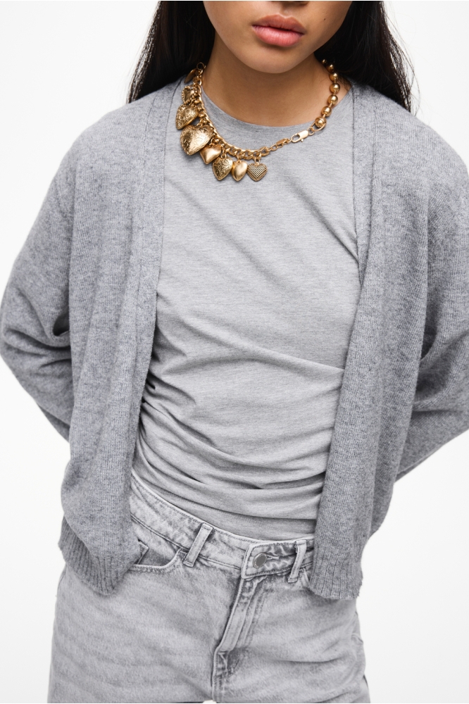 Vila grijze dames vest | Model vooraanzicht