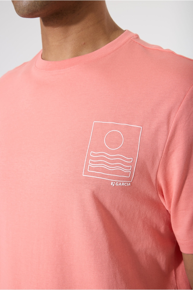 Garcia roze heren t-shirt | Close up