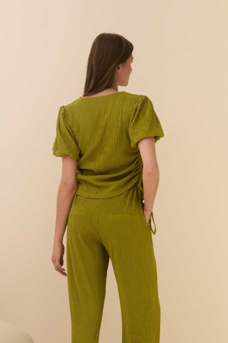 Lofty Manner groene dames t-shirt | Model achteraanzicht