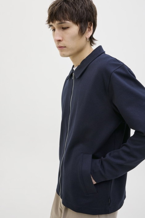 Jack & Jones blauwe heren vest | Model zijaanzicht